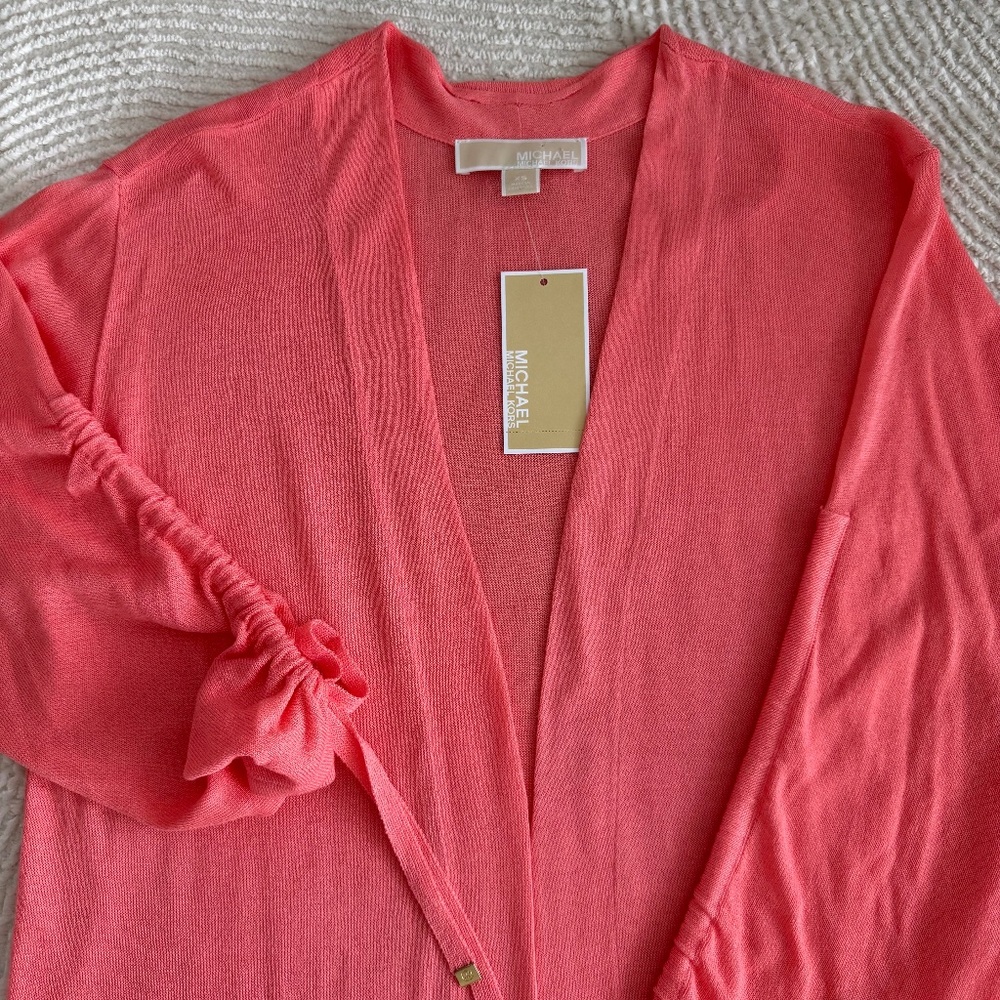 Michael Kors Open Cardigan Sz XS Coral